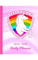 2019 - 2020 Daily Planner: Best Friend Unicorn Rainbow Pink & White Cover January 19 - December 19 Journal Planner Plan Days, Set Goals & Get Things Done Datebook Calendar Sch