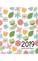 Weekly Meal Planner 2019: A Year - 365 Daily - 52 Week 2019 Calendar Meal Planner Daily Weekly and Monthly For Track & Plan Your Meals Food Planner Jan 2019 - Dec 2019 Floral