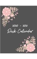 2020 - 2021 Desk Calendar: January 2020 - December 2021 - Dated With One Page Yearly Spreads (Floral)