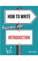 How To Write Business Plan Introduction