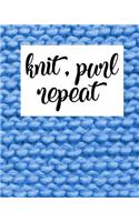 Knit Purl Repeat: Knitting Pattern 4:5 Graph Paper Journal. Blank Knitting Book for Designs & Patterns for Knitting Lovers. Blue Knitting Design