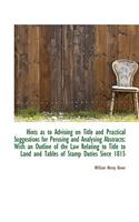 Hints as to Advising on Title and Practical Suggestions for Perusing and Analysing Abstracts