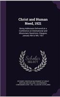 Christ and Human Need, 1921