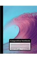 Composition Notebook: Purple Wave Beach Notebook For Students 100 Pages College Ruled Paper 7'44 X 9'69