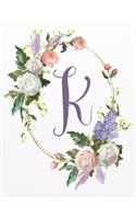 K: White Pink Floral 8.5"x11" Lined Notebook