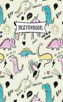 Sketchbook: Dinosaures dessin Carnet de croquis pour enfants - Pratique du dessin et du griffonnage - Livre de croquis amusant pour les tout-petits - Grandes pa
