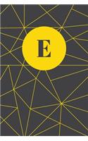 Monogram Initial E Notebook: Yellow and Dark Grey Geometric, Wide Ruled Journal for Women, 120 Pages, 6x9 Inch