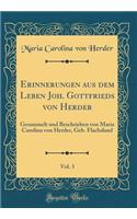 Erinnerungen Aus Dem Leben Joh. Gottfrieds Von Herder, Vol. 3: Gesammelt Und Beschrieben Von Maria Carolina Von Herder, Geb. Flachsland (Classic Reprint)