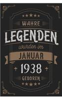 Wahre Legenden wurden im Januar 1938 geboren: Vintage Geburtstag Notizbuch - individuelles Geschenk für Notizen, Zeichnungen und Erinnerungen - liniert mit 100 Seiten