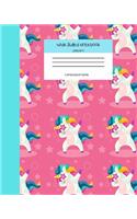 Wide Ruled Notebook Unicorn Composition Book