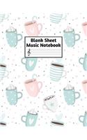 Blank Sheet Music Notebook: Easy Blank Staff Manuscript Book Large 8.5 X 11 Inches Musician Paper Wide 12 Staves Per Page for Piano, Flute, Violin, Guitar, Trumpet, Drums, Cell