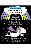 Preschool Teacher Appreciation Gift Lined Journal Notebook