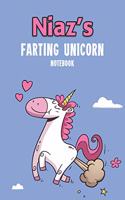 Niaz's Farting Unicorn Notebook: Funny & Unique Personalised Notebook Gift For A Girl Called Niaz - 100 Pages - Perfect for Girls & Women - A Great Notebook Journal For Home, School