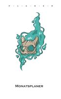 gruseliger Totenkopf Katze Monatsplaner