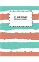 Dot Grid 100 Pages Composition Notebook: Blue and Tan Horizontal Stripe