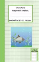 Graph Composition Notebook 4 Squares per inch 4x4 Quad Ruled 4 to 1 / 8.5 x 11 100 Pages: Cute Funny Fish/ Cod Gift Notepad / Grid Squared Paper Back To School Gift Notebook For Math Teens Science Adults Students Programmers note taking a