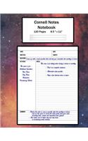 Cornell Notes Notebook: Note Taking System, For Students, Writers, Meetings, Lectures Large Size 8.5 x 11 (21.59 x 27.94 cm), Durable Matte Outer Space Galaxy Cover Design,