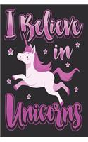 I Believe in Unicorns: Cute Magical Mystical Pink Unicorn 6x 9 100 Page Blank Lined Title Space Notebook Journal Planner Gift