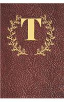 T: Executive Monogram Initial Journal (Vintage Leather Look Personalized Letter Notebooks)