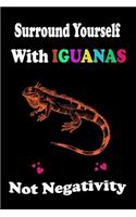 Surround Yourself With Iguanas Not Negativity: funny Iguana Pet Gifts - Iguana Lovers Gifts For Boy and Girl - Diary Herpetology journal 6 x 9 Blank, Ruled Writing Journal Lined funny Gifts For M