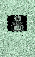 2020 Daily & Weekly Mint Green Glitter Planner: 8.5 x 11 Faux Glitter Look Agenda Planning Notebook: Daily, Weekly & Monthly