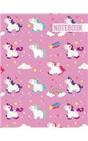 Notebook: Pink Unicorn Composition Notebook: Wide Ruled Notebook Journal