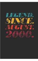 Legend Since August 2000: Small Lined Notebook - 19th Birthday Gift or 19th Anniversary Gift Idea