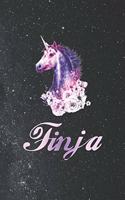 Finja: First Name Personalized Unicorn Customized Names Gift Birthday Girl Notebook Journal