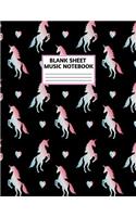 Blank Sheet Music Notebook: Cute Unicorn Matte Cover Design with 110 Pages White Paper Interior for Musician Students and Professionals Playing Piano, Ukelele, Mandolin and Oth