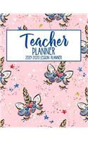 Teacher Planner 2019 - 2020 Lesson Planner: Unicorn Face Patriotic American Flag USA Cute Weekly Lesson Plan School Education Academic Planner Teacher Record Book Class Student Schedule To Do 