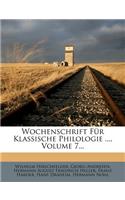 Wochenschrift für klassische Philologie.