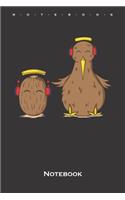 Kiwi bird and fruit listen to Music Notebook