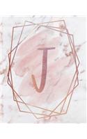 Letter J Lined Journal: Rose Gold Monogram Lined Journal - 150 Pages - 8x10 inch