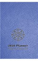 2020 planner page per day view: Daily day per page planner for men to record, plan and organise life, work, business meetings and hobbies in a practical way -Blue leather effect co