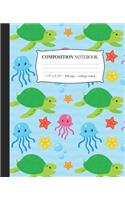 COMPOSITION NOTEBOOK College Ruled: Lined Journal Diary Notepad Sea Turtles Tween Girls Back to School Gift(12 Under the Sea)