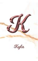 Kyla: Journal Diary - Personalized First Name Personal Writing - Letter K White Marble Rose Gold Pink Effect Cover - Daily Diaries for Journalists & Write