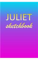 Juliet: Sketchbook - Blank Imaginative Sketch Book Paper - Pink Blue Gold Custom Letter J Personalized Cover - Teach & Practice Drawing for Experienced & As
