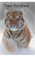 Tiger Notebook: Tiger Writing Journal, 6x9 Tiger Notebook, Blank Writing Notebook, Snowy Tiger Notebook 150 Pages Wide Ruled Notebook