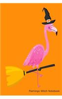 Flamingo Witch Notebook: 6x9 Notebook, Ruled, Funny Halloween, Flamingo, Witch, Broomstick, Kids Activity Book