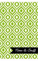 Notes & Stuff - Lime Green Lined Notebook in Ikat Pattern: Soft Cover, 6 x 9 Journal, 190 Pages