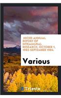 Nichd Annual report of Intramural Research, October 1, 1983-september 1984
