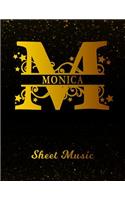 Monica Sheet Music: Personalized Name Letter M Blank Manuscript Notebook Journal Instrument Composition Book for Musician & Composer 12 Staves per Page Staff Line Notep