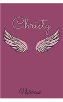 Christy Notebook: A beautiful personalized angel wings soft cover notebook with 100 lined pages in 6x9 inch format. Personal Diary Personalized Journal Customized Jou