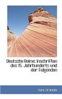 Deutsche Reime: Inschriften Des 15. Jahrhunderts Und Der Folgenden