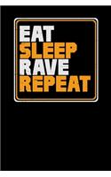 Eat sleep rave repeat: 6x9 Hardstyle - lined - ruled paper - notebook - notes