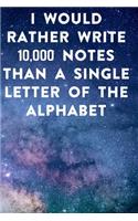I would rather write 10,000 no single letter of the alphabet