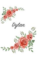 Dylan: Personalized Composition Notebook - Vintage Floral Pattern (Red Rose Blooms). College Ruled (Lined) Journal for School Notes, Diary, Journaling. Flo