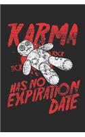 karma tick tock has no expiration date: Halloween Voodoo Doll Costume Gift Scary Karma Journal/Notebook Blank Lined Ruled 6x9 100 Pages