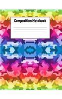 Composition Notebook: Rainbow Geometric Pattern College Ruled Lined Pages Book (7.44 X 9.69)