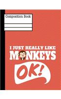 I Just Really Like Monkeys Ok Composition Notebook - College Ruled